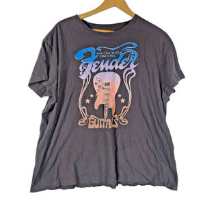 Fender Guitars T Shirt Size XL Womens Knit Graphic Music Festival Boho Guitar